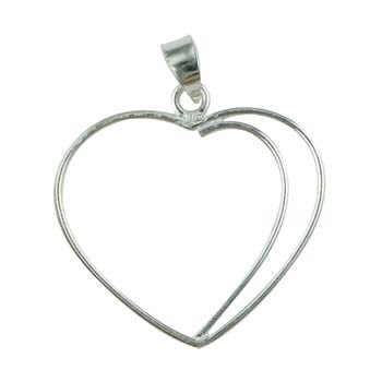Wire Heart Pendant 30mm Sterling Silver (STS)