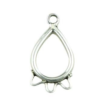 Wire Dropper 20x10mm Teardrop with 3 Loops Sterling Silver (STS)