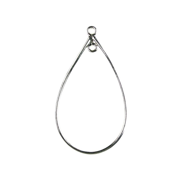 Wire Dropper 38x22mm Teardrop with Loop Silver Plated