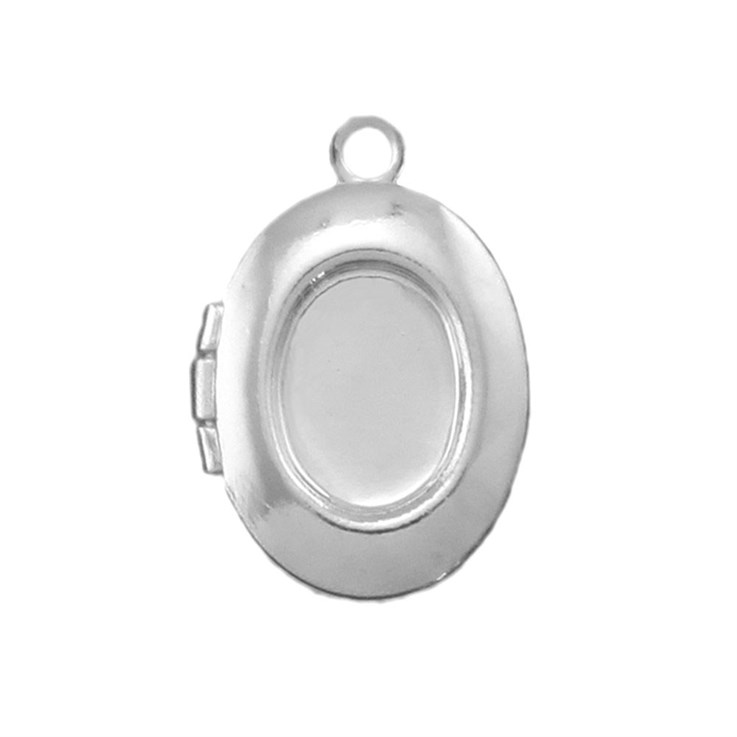 Locket Oval Indent for 8x6mm cabs for Cabochon Silver Plated