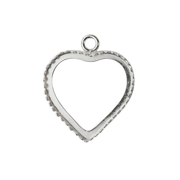 Heart Shaped Bezel Cup 30mm Pendant Sterling Silver (STS)