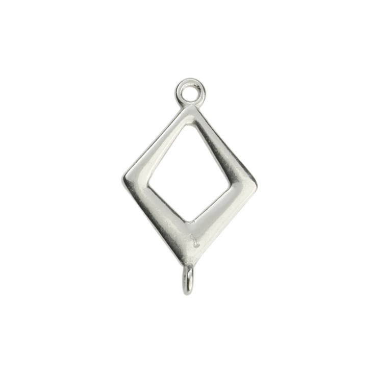 Diamond Shape Connector with North South Loops Sterling Silver (STS)