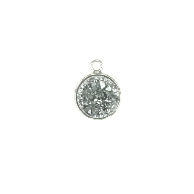 Druzy Round Pendant/Dropper Silver 12mm Silver Plated