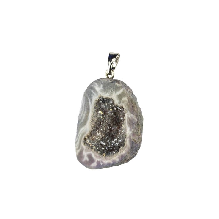 Druzy Geode Pendant Electroplated Grey Approx 25x35mm SP