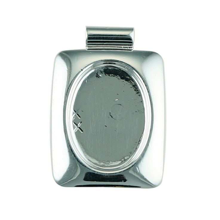 Rectangle Pendant with 18x13mm Cup for Cabochon Silver Plated