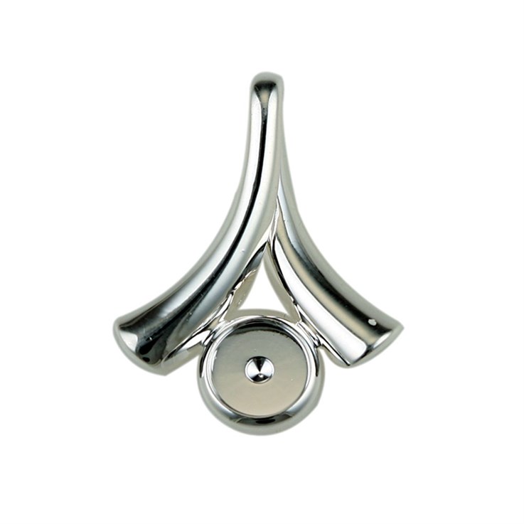 Wishbone Pendant with 8mm Cup for Cabochon Silver Plated