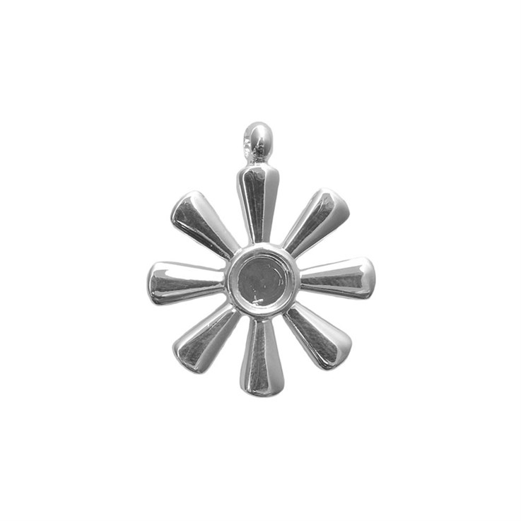 Flower Pendant with 6mm Cup for Cabochon Silver Plated