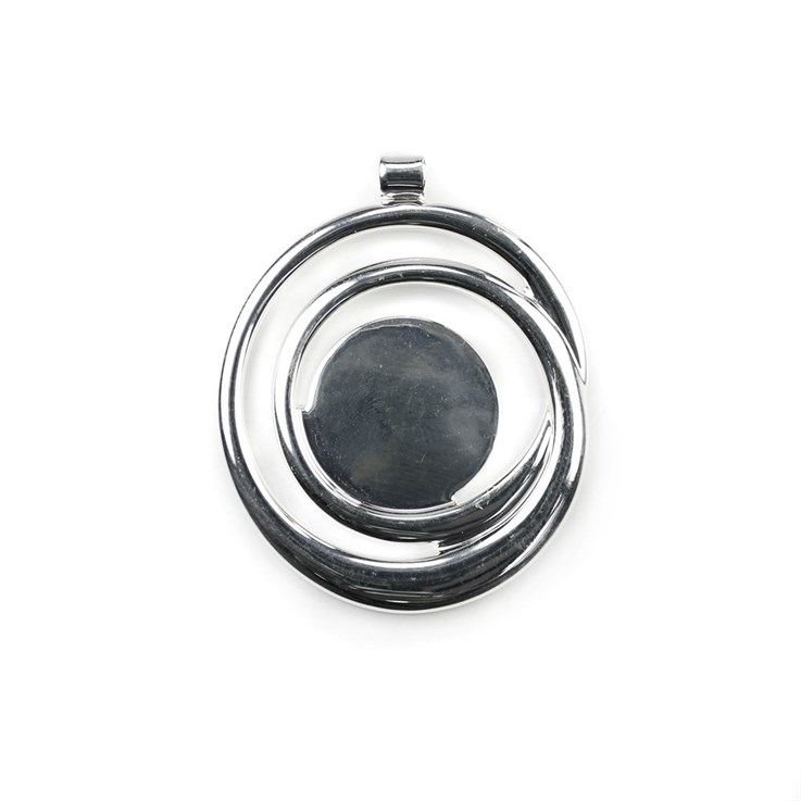 Swirly Pendant with Pad to Take 20mm Cabochon Silver Plated