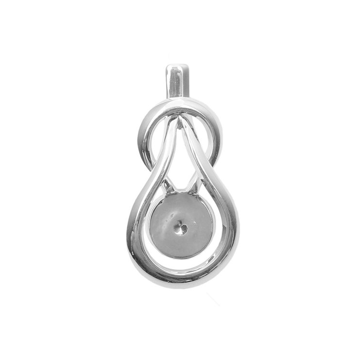 Teardrop Knot Pendant with 12mm flat pad for Cabochon Silver Plated