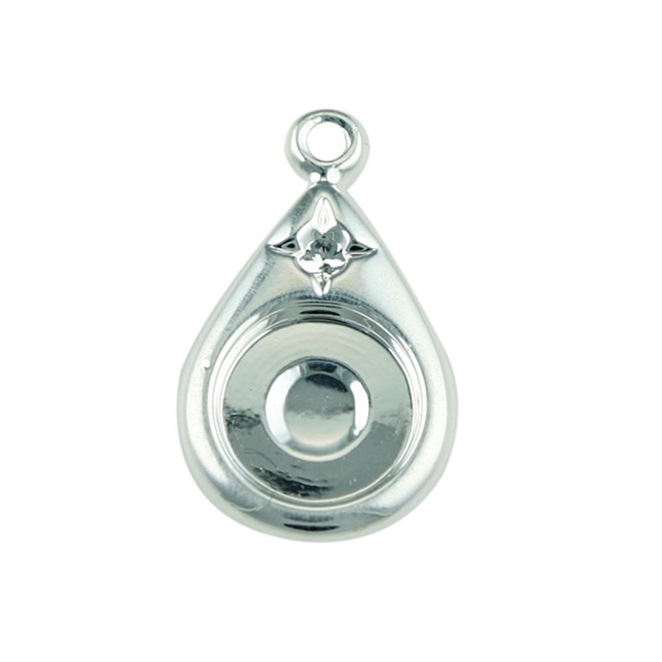 Dropper with Raindrop 8mm Cup for Cabochon Silver Plated