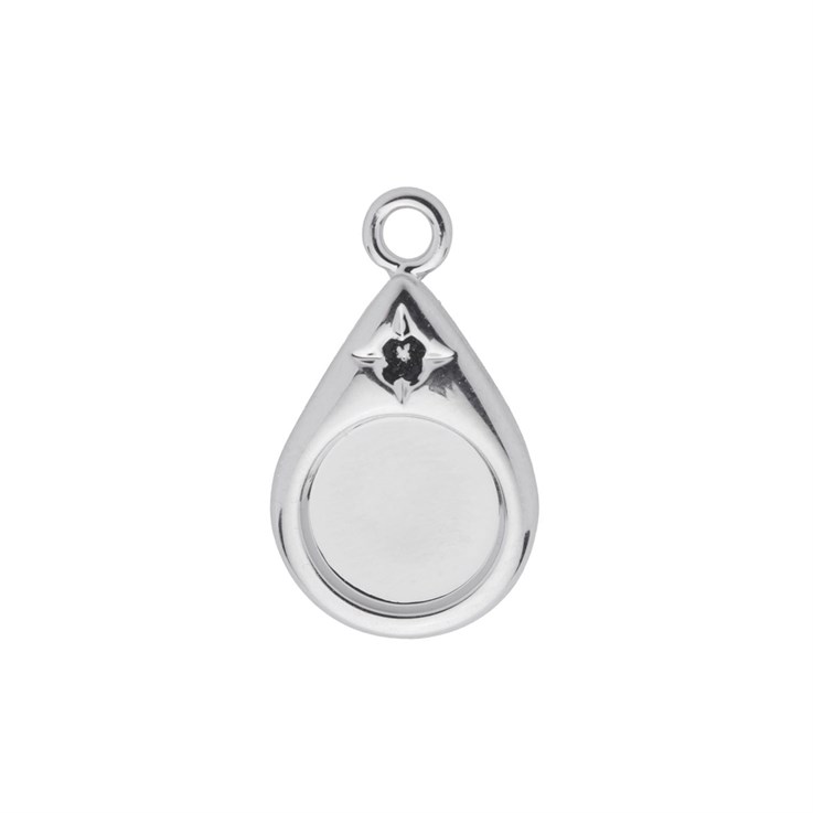 Dropper with Raindrop 8mm Cup for Cabochon Rhodium Plated