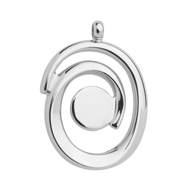 Swirl Pendant with 12mm Flat Pad for Cabochon Rhodium Plated