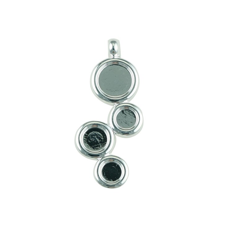 Pendant with two 5mm one 6mm and one 8mm Cups for Cabochons Silver Plated