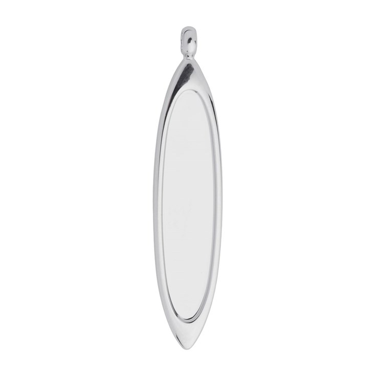 Oval Pendant with 9x40mm Cup for Cabochon Rhodium Plated