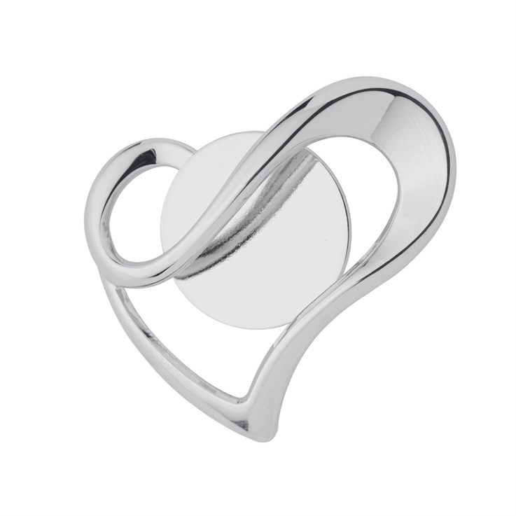 Heart Pendant with 20mm Pad for Cabochon Rhodium Plated