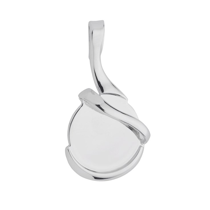 Drop Pendant with Sash and 25mm Pad for Cabochon Rhodium Plated