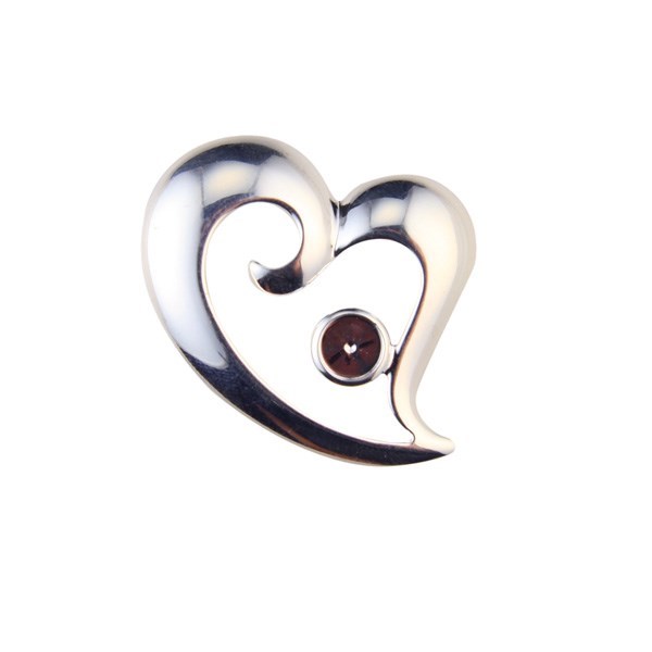 Heart Offset Pendant with 6mm Cup for Cabochon Silver Plated