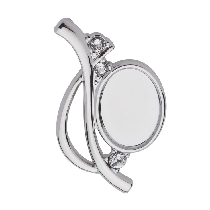 Oval Pendant with Facet Glass 18x13mm Cup for Cabochon Silver Plated