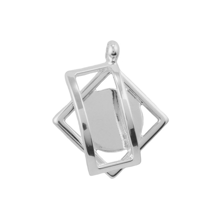 Square/Oblong Pendant with 15mm Pad for Cabochon Silver Plated