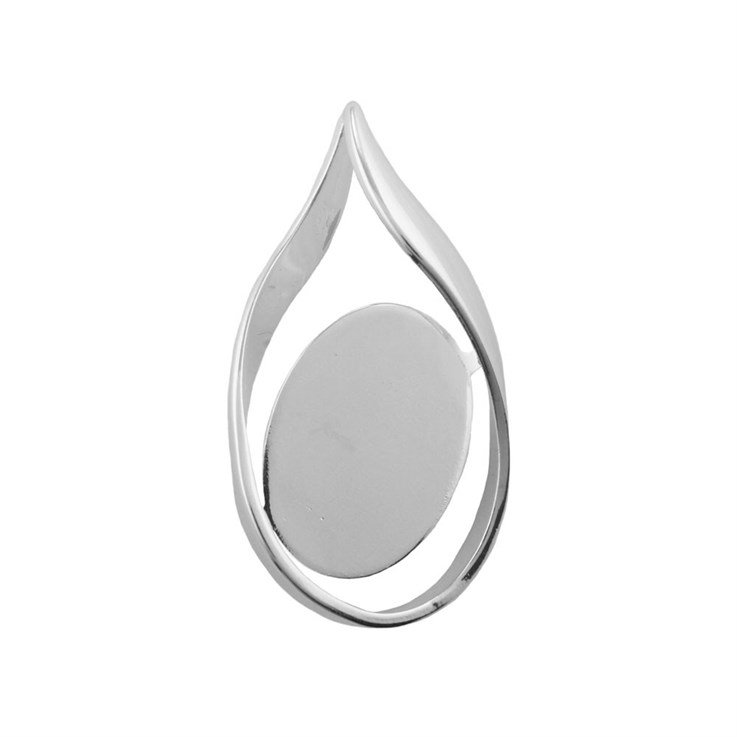 Teardrop Pendant with 25x18mm Pad for Cabochon Silver Plated