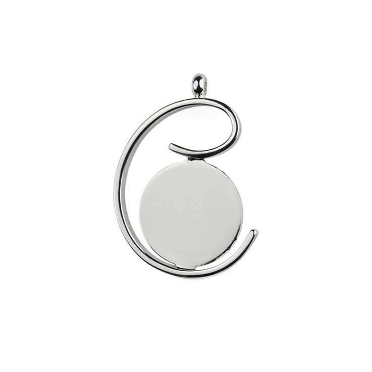 Spiral Wave Pendant with 20mm approx. Flat Pad Silver Plated