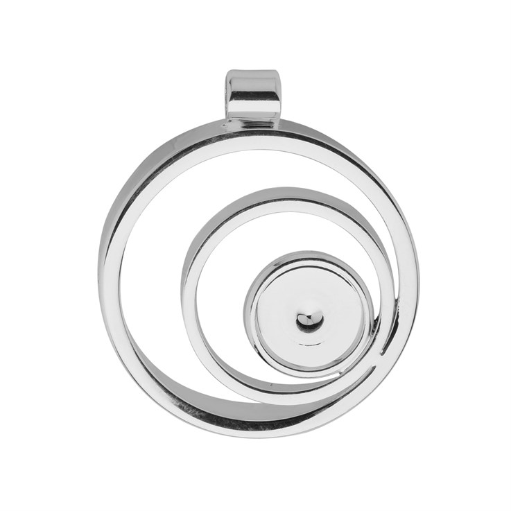 Triple Circle Pendant with 8mm Cup for Cabochon Silver Plated