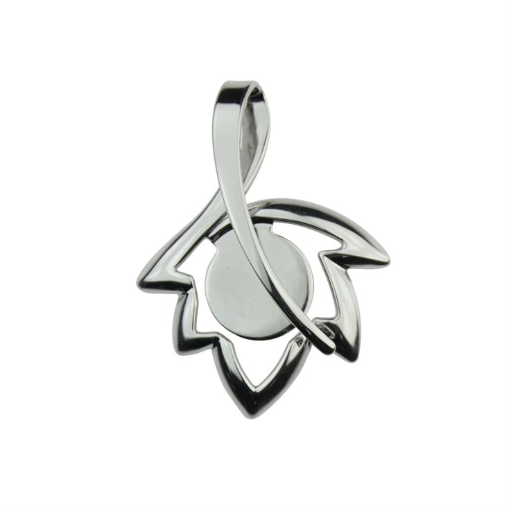 Maple Leaf Design Pendant with 16mm approx. Flat Pad Rhodium Plated