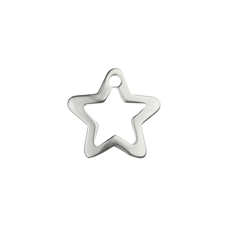 Open Star shape 10mm Charm /Pendant ECO Sterling Silver (Anti Tarnish)