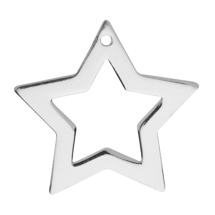 Star shape (open) Casting Sterling Silver (STS) 24mm Charm Pendant