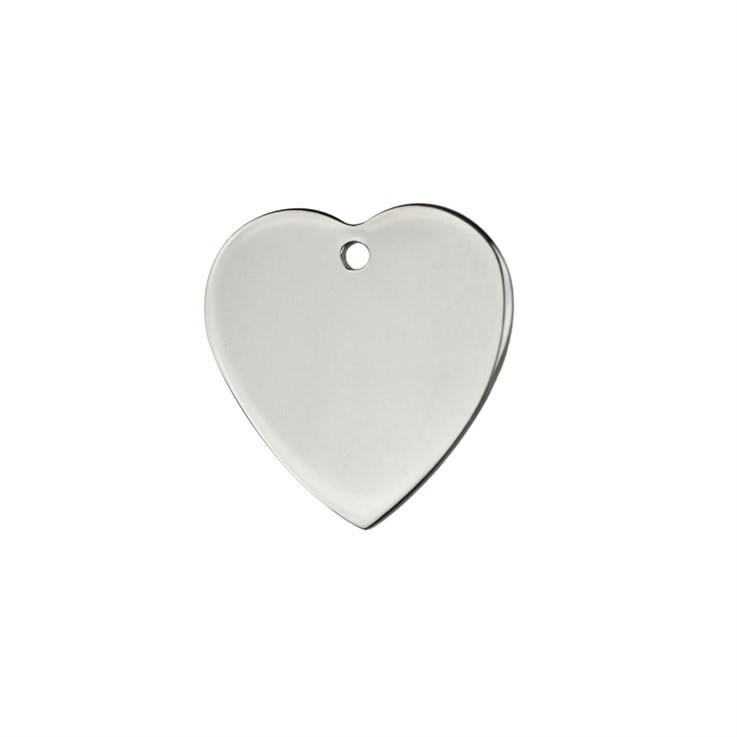 17mm Heart Shape Tag 1mm Thick  (1 hole) Sterling Silver