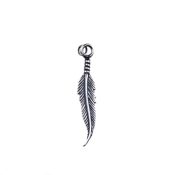 Antiqued Feather Charm Pendant  Silver Plated