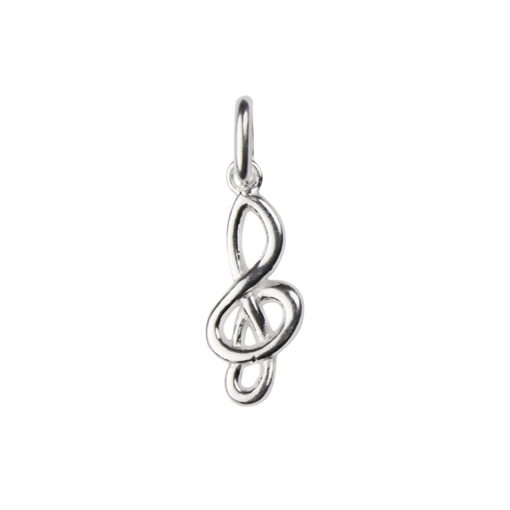 Treble Clef Charm Pendant 18x7mm Sterling Silver (STS)