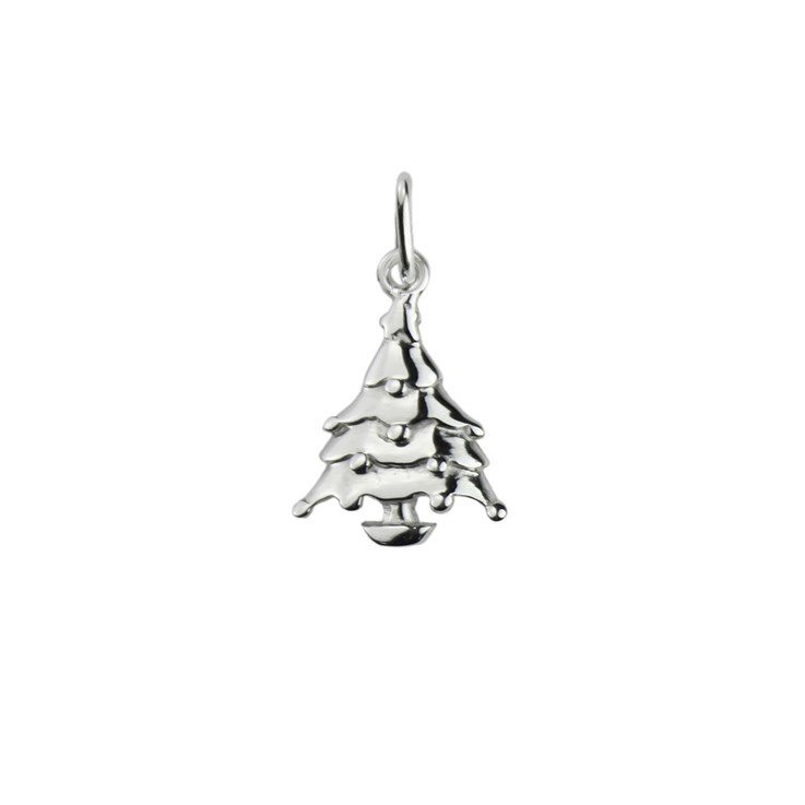 Christmas Tree Charm 12x11mm Sterling Silver (STS)