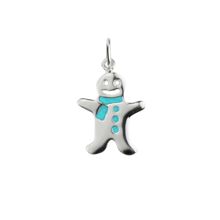Gingerbread Man Charm pendant 12mm Sterling Silver (STS)