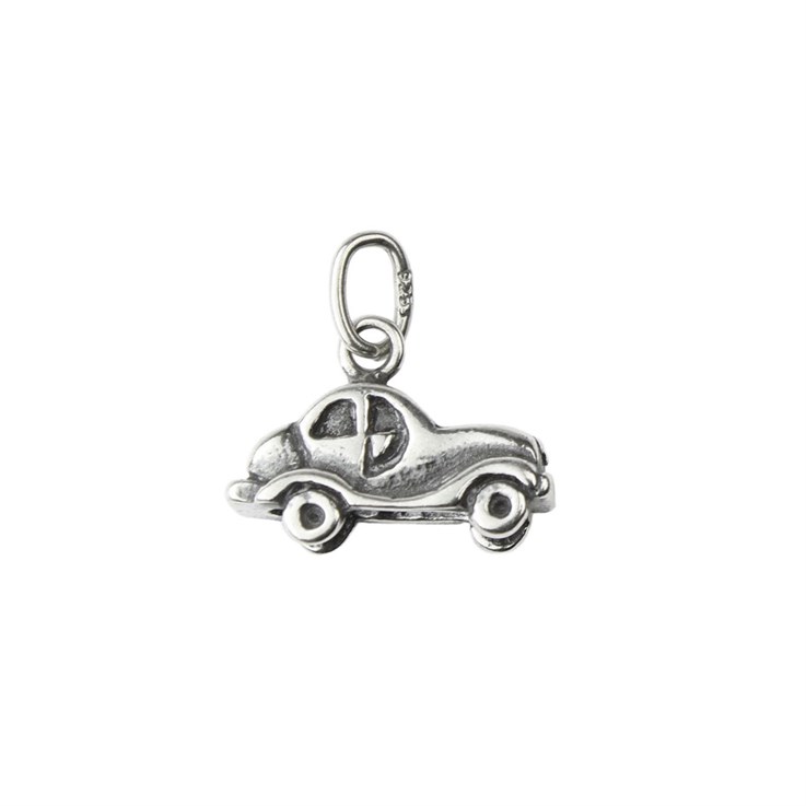 Motor Car Charm Pendant 12x9mm Antiqued Sterling Silver (STS)