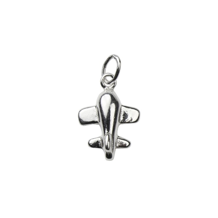 Aeroplane Charm Pendant 14x10mm Sterling Silver (STS)