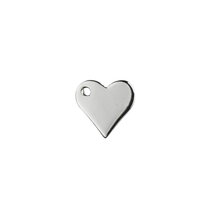 Heart Charm Tag 10mm with 1mm Offset Hole Sterling Silver