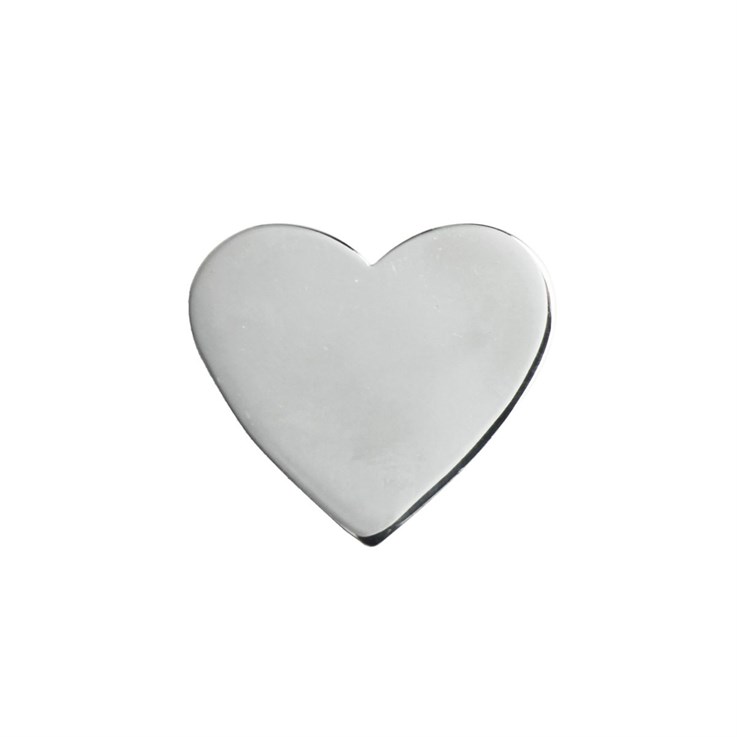 Solid Heart Shape Tag (No Hole) 19x17mm STS Sterling Silver