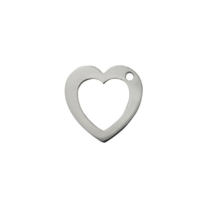 Open Heart Charm Pendant 22mm w/2mm Offset Hole STS