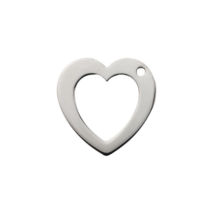 Open Heart Charm Pendant 26mm w/2mm Offset Hole STS