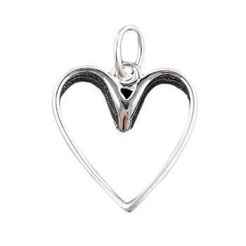 Open Wire Heart Shape Charm Pendant Sterling Silver (STS) 12x13mm