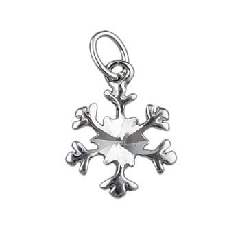 Snowflake Shape Charm Pendant  (14mm) Sterling Silver (STS)