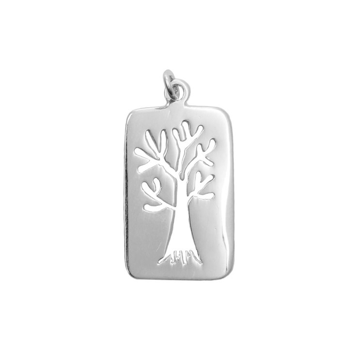 Tree of Life Tag Charm Pendant Sterling Silver (STS)