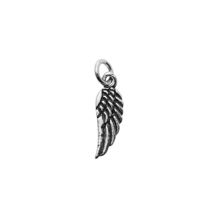 Antiqued Angel Wing Charm Pendant Sterling Silver (STS)