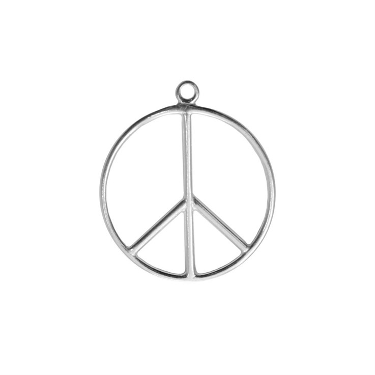 Peace Sign 20mm Charm Pendant Sterling Silver (STS)