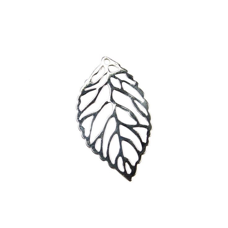 Filligree Leaf Charm Pendant Silver Plated