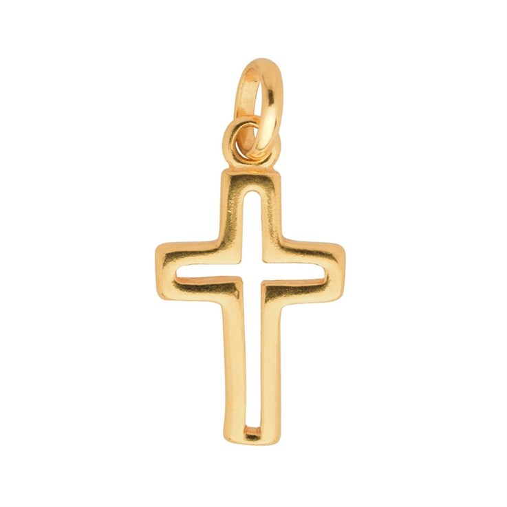 Cross Charm  Pendant 16x11mm Gold Plated Sterling Silver Vermeil