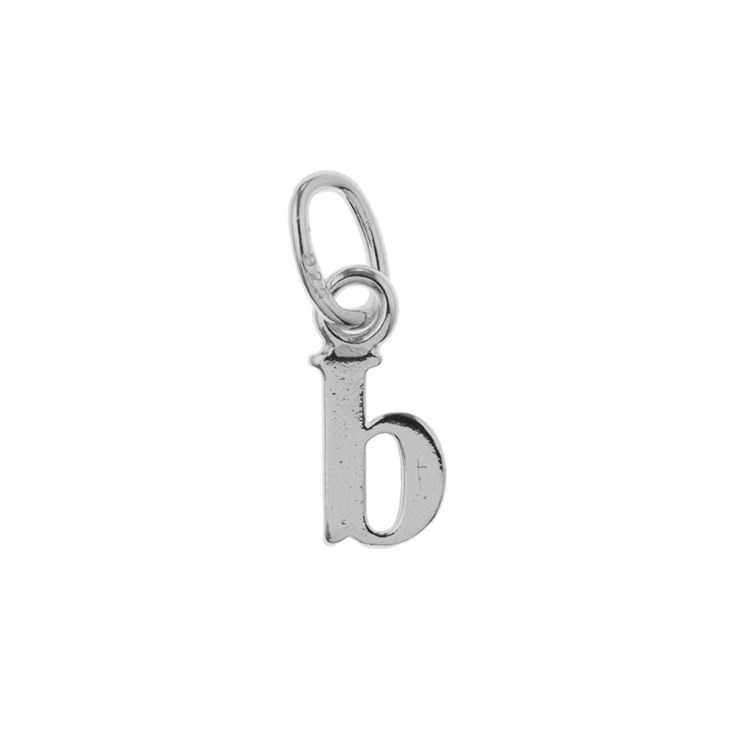 Lowercase Alphabet Letter b Mini Charm Pendant Sterling Silver (STS)
