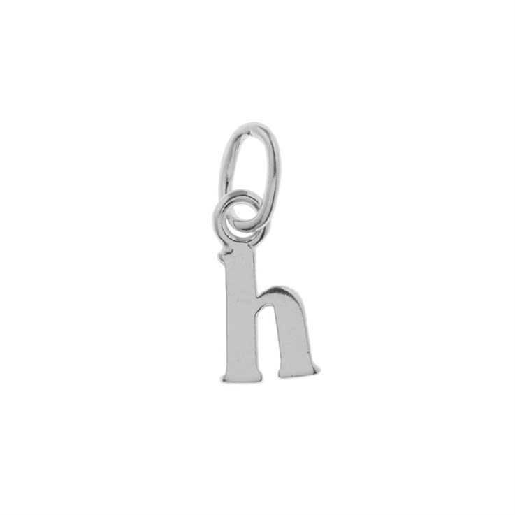 Lowercase Alphabet Letter h Mini Charm Pendant Sterling Silver (STS)