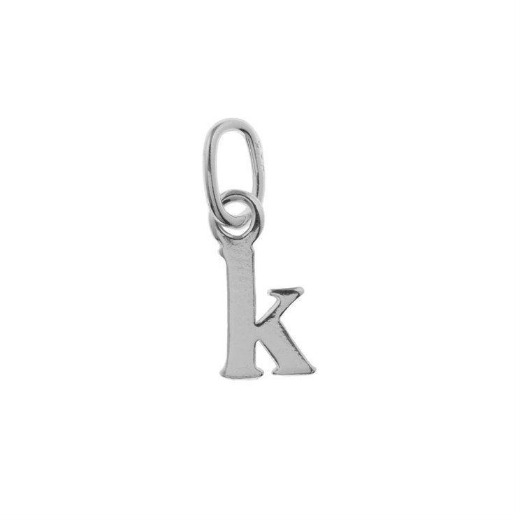 Lowercase Alphabet Letter k Mini Charm Pendant Sterling Silver (STS)